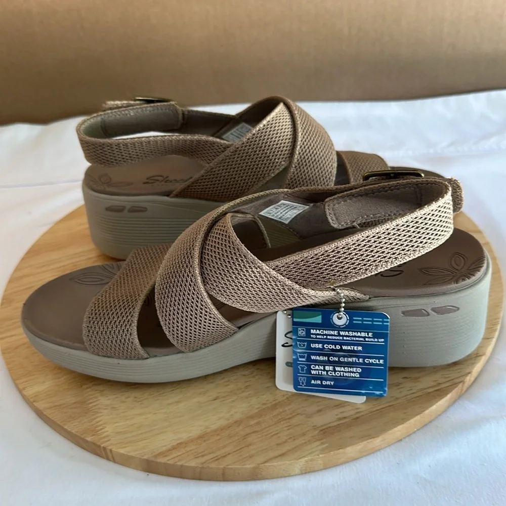 Skechers Pier-Lite Vegan Washable Sling- Back Wedges - Night Owl 10M